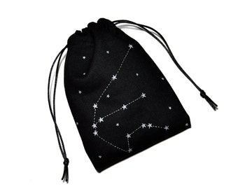 Choose your constellation. Handpainted drawstring bag. Witch, wicca, magic, tarot. Stars. Metallic paint. Space, galaxy. Astronomy. Pouch.