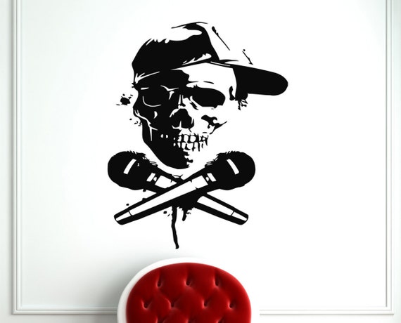 Skull Rapper MC Stickers Rap Music Wall Vinyl Decals Home