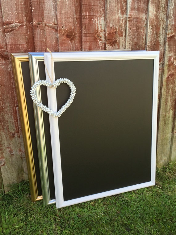 Large WHITE / SILVER / GOLD Chalkboard / Large Blackboard / Framed Chalk Board / New Home Gift / Moving Present / Framed Noticeboard