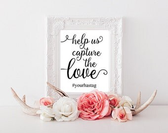 PERSONALISED Wedding Hashtag Sign, Printable Wedding Sign, 4x6, 5x7, 8x10 Wedding Print, Hashtag Wedding, Instagram Wedding