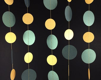 Green and Gold Shimmer Metallic Paper Garland Green and Gold