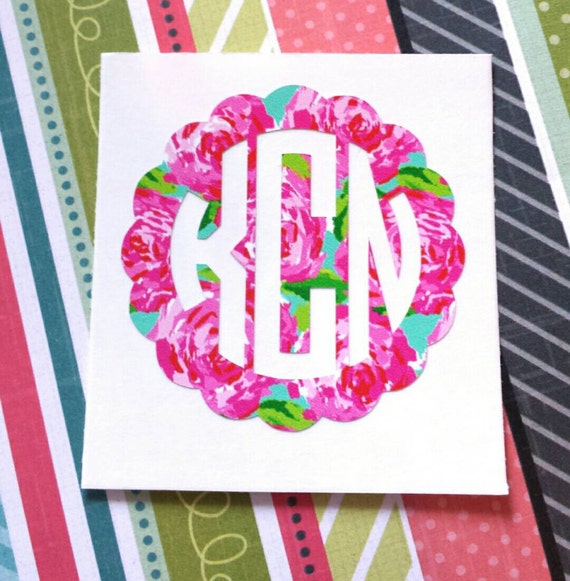 Lilly Pulitzer Monogram Decal, Lilly Pulitzer Decal, Preppy Decal, Preppy Sticker