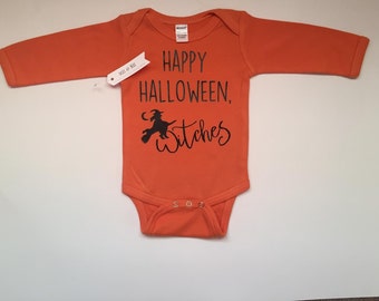 Halloween Bodysuit, Baby Bodysuit, Happy Halloween Witches Bodysuit, baby Halloween outfit, Funny Halloween Shirt, Max and Mae