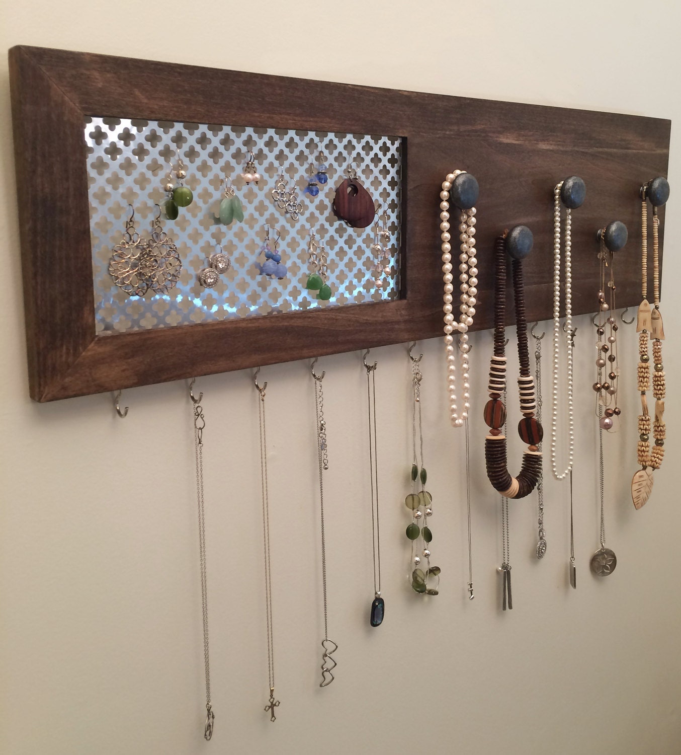 Jewelry Organizer Horizontal Wood Hanging Jewelry Holder
