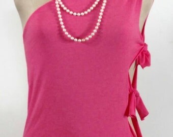 One Shoulder Top - Shredded Tshirt - Asymmetrical Top - Off The Shoulder Top - Upcycled Shirt - Reconstructed Shirt - Cut Up Shirts