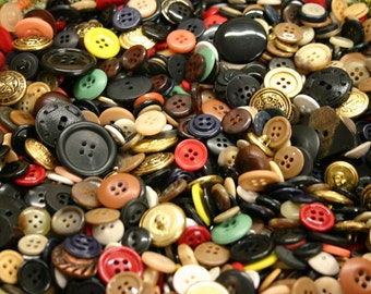 Bulk Buy Buttons of Mixed Colors, Assorted Shapes, Varied Sizes - 50 grams (70-200 buttons)
