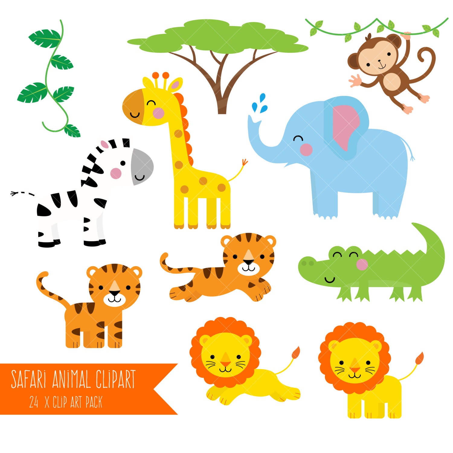 Safari Animals Clipart / Printable Jungle Animal Clip Art