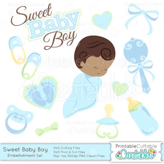 Download Items similar to Sweet Baby Boy SVG Cut Files & Clipart Scrapbook Embellishment Set - Includes ...