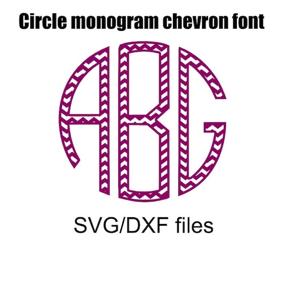 CIRCLE MONOGRAM chevron pattern font svg and by OhThisDigitalFun