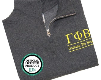 Gamma Phi Beta Quarter Zip Pullover, Gamma Phi Beta Letters Cadet Jacket, Greek Apparel, Sorority Letters, Gamma Phi Quarter Zip Pullover
