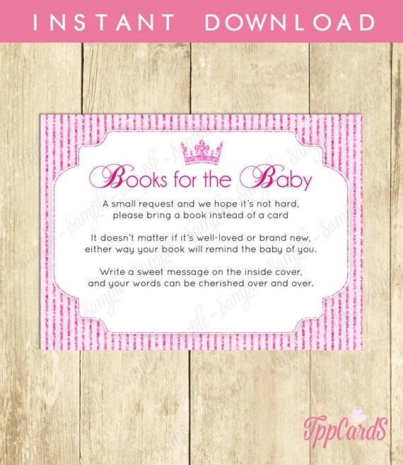 Bring a Book Baby Shower Invitation Insert Instead of a ...