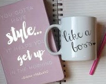 Custom Coffee Mug in Like a Boss/ Novelty Coffee Mug, Girlboss Coffee Mug, Makeup Coffee Mug