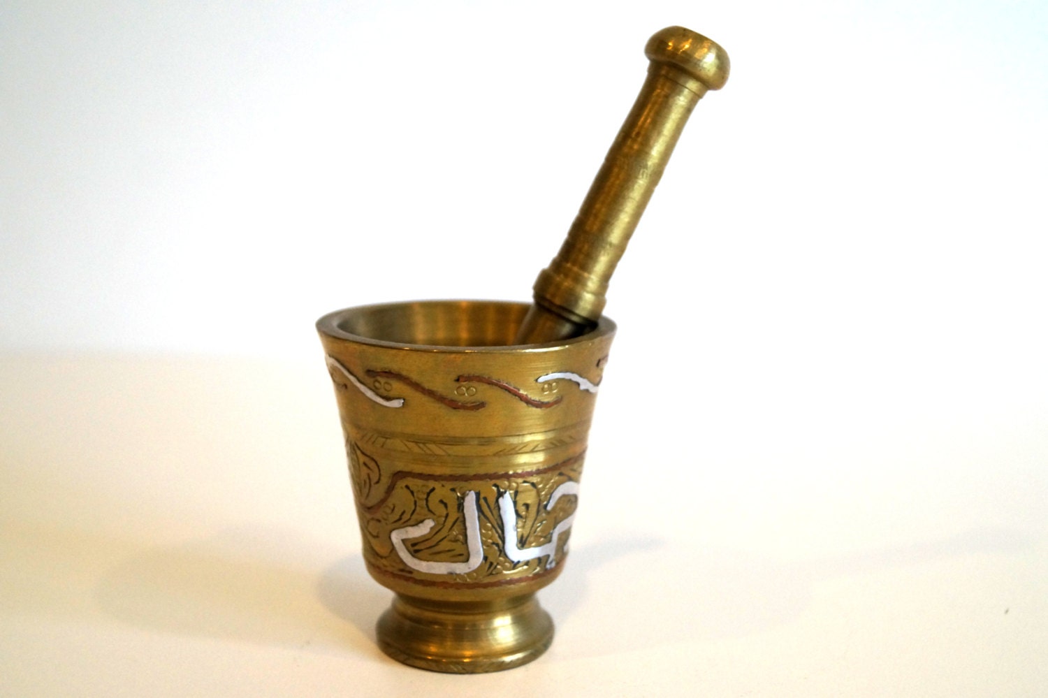 Vintage Mortar & Pestle. Heavy Solid Brass Pharmacy