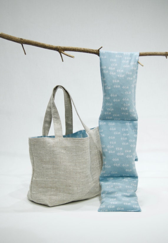 Corn bag neck warmer in blue mini print fabric by SewHallieGifts