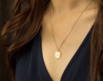 Disc Necklace GOLD, Initials Disc, Layered Long Necklace, Family Necklace, Personalized Necklace, Initial Personalized Jewelry • NDV13