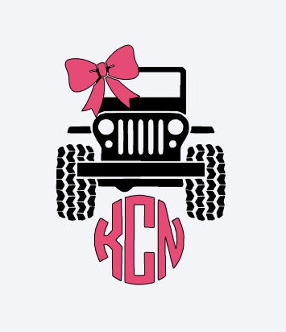 Download Items similar to Girly Jeep Monogram Vinyl Decal - Bow Jeep Decal - Car Vinyl Decal - Computer ...