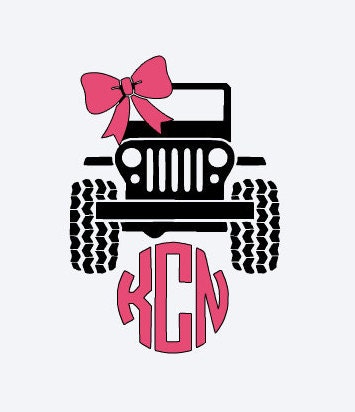 Download Girly Jeep Monogram Vinyl Decal Bow Jeep Decal by HomemadeInKS