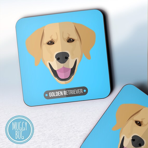 Golden Retriever Dog Vector Coasters Golden Retriever Pet