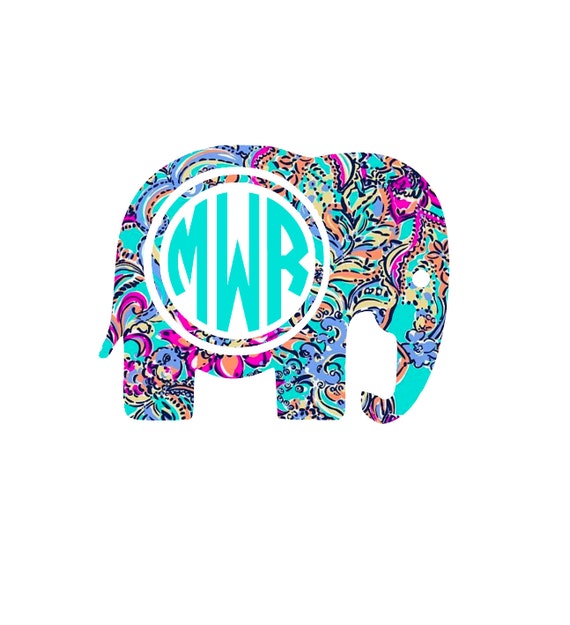 Elephant Monogram Elephant Decal Boho Decal by WinansDesigns