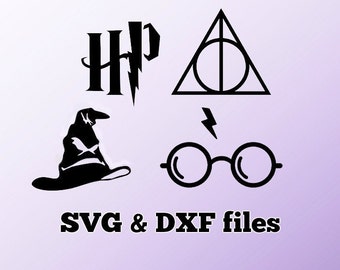 Harry Potter SVG DXF cut files, Vector art files for Cricut, Silhouette cut files, Harry Potter svg, cutting template, Deathly Hallows cut