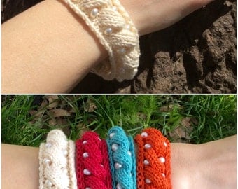 Wedding bracelet cotton bracelet freshwater pearl bracelet knitted bracelet knit bracelet gift for womens bracelet jewelry bridal bracelet
