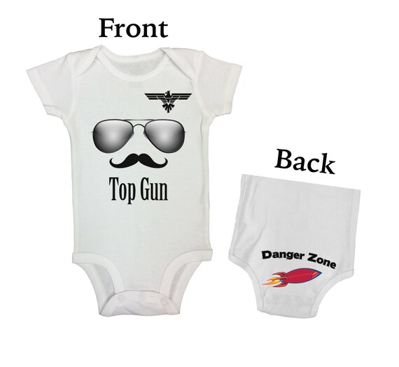 Cute Boys Front and Back Onesie Top Gun by LittleRoyalteeShirts