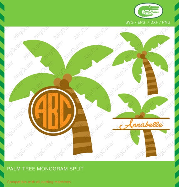 Download Palm Tree Monogram Split Frames SVG DXF PNG eps Summer Cut