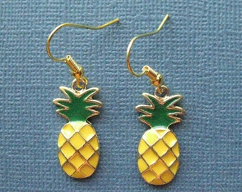 Pineapple Earrings - Dangle Earrings - Fruit Earrings - Pineapple Jewelry - Fruit Jewelry -- E109