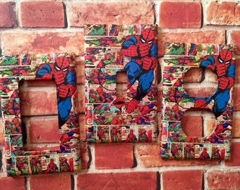 Marvel Spiderman Comic light switch cover plate outlet home decor room decor