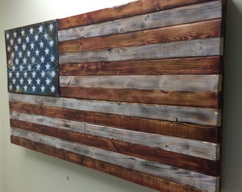 Wood American Flag with Gun Concealment by C4cabinets on Etsy