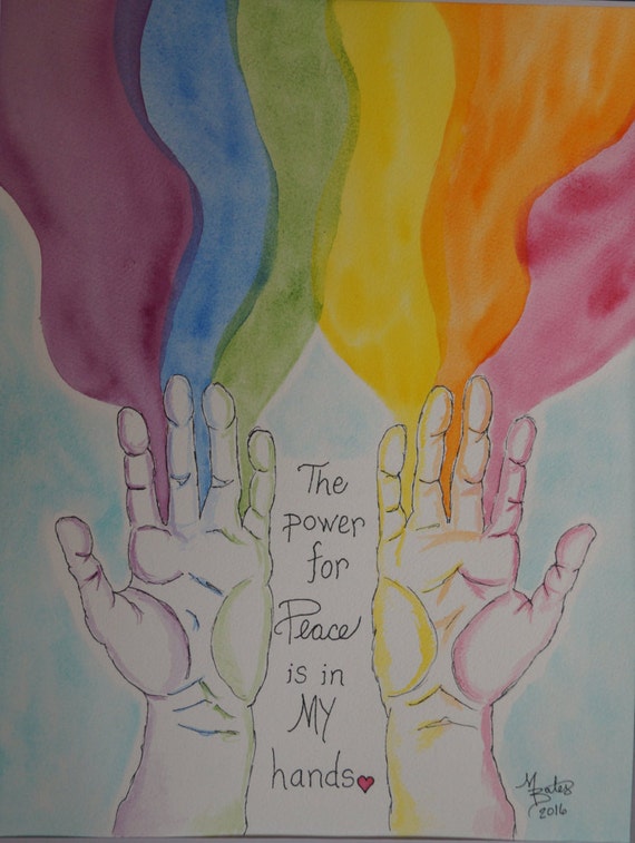 Rainbow Peace Original Watercolor Painting