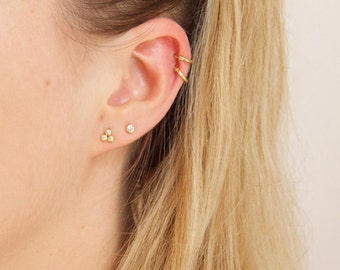 Tiny gold earrings - cz - small gold studs - gold earrings - small gold earrings - bezel earring - gold stud earrings - cz earrings - SF3695