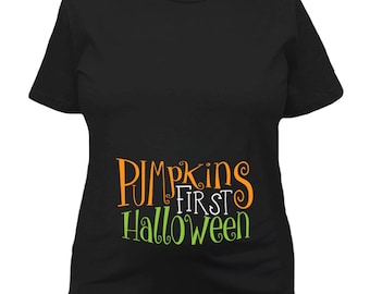 Pregnancy Halloween Shirts Pregnant T Shirt Maternity Wear Pregnancy Reveal New Baby Gift For Her Pumpkin First Halloween Ladies Tee FAT-501
