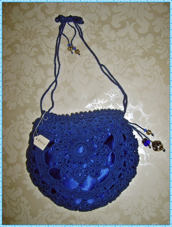 Silk Crochet Evening Bag Purse Clutch Royal by JoyceLynnDesign