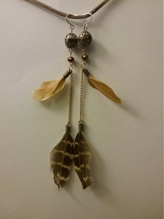 Real feather earrings
