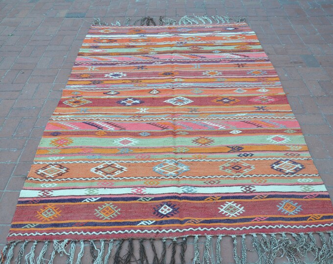 CHRISTMAS SALE %7 Kilim Rug Turkish Rug Boho Rug Turkish Kilim Rug Pastel Kilim Rug Floor Rug Anatolian Rug Area Rug Kelim Teppich