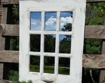 Window pane mirror | Etsy - Rustic Farmhouse Window Mirror / Window Pane Mirror / Shabby Chic Mirror /  Large Wall Mirror / Large White Mirror