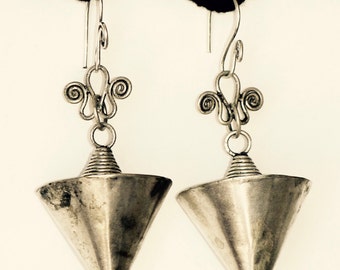 Boucles D'oreilles Gouttes En Onyx Noir Et Argent Sterling 925 - Vintage, Fait Main, Neuves Sans Boîte