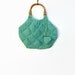 Mint Green Bag Knitted in Cotton with Rattan Handles