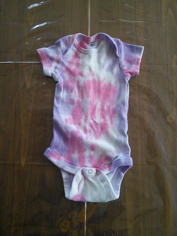 Lilac and Pink Shibori TieDye Onesie Size 9 mo by BoerBarn