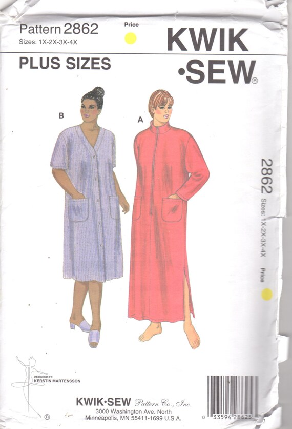 Kwik Sew 2862 Womens Comfy Robe Pattern Zip or Button by mbchills