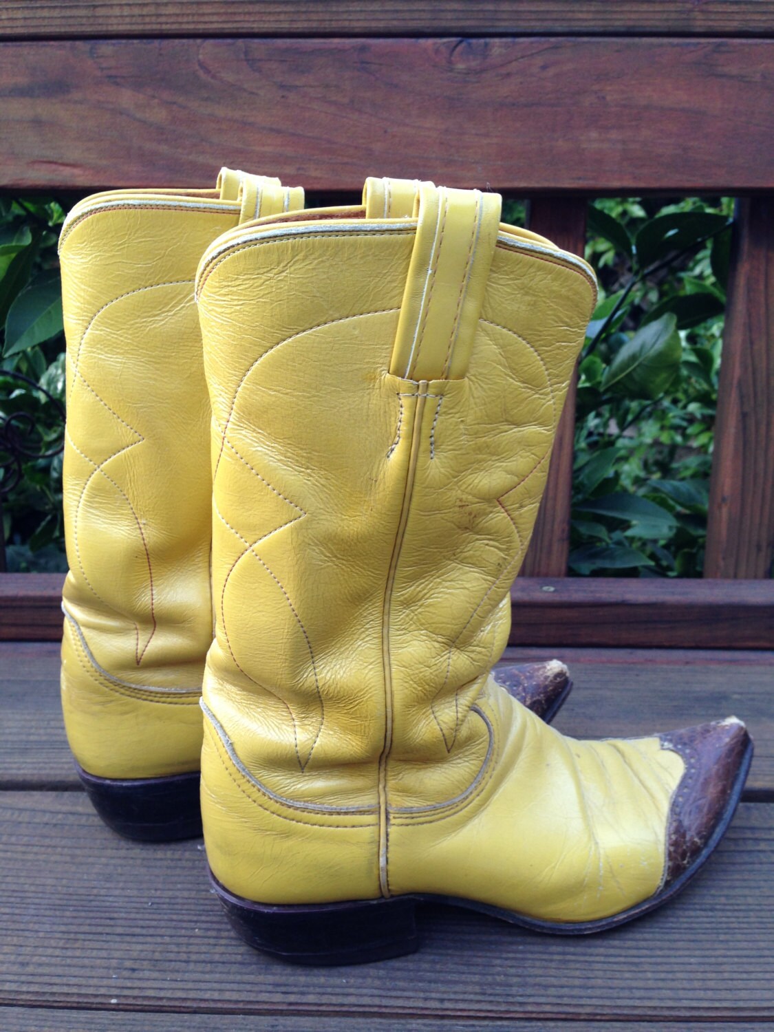 Tony Lama Vintage Yellow Cowboy Boots Women's Size 7