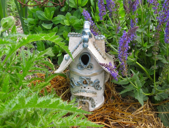 Whimsical Fairy House  Handbuilt Ceramic Garden  Art Toad House 