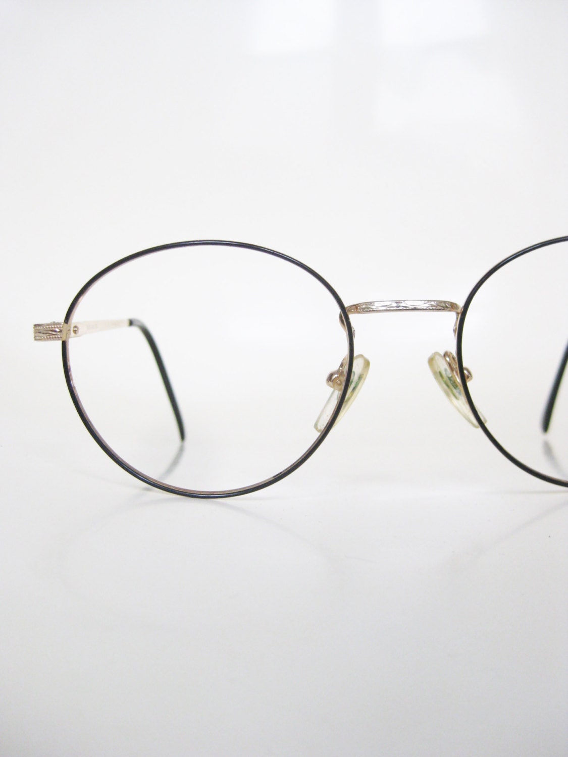 Vintage Black Round Eyeglasses 1980s Wire Rim Glasses Womens