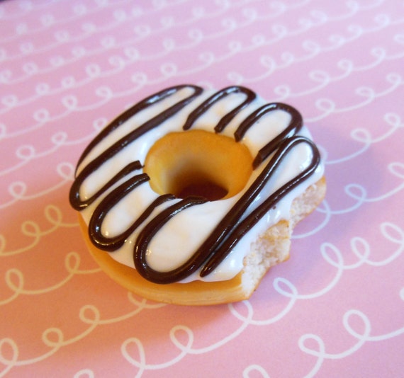 Items similar to chocolate drizzle polymer clay doughnut on Etsy