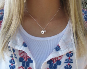 Initial Disc Necklace // Silver Disc Necklace // Initial Necklace // Silver Initial Necklace // Small Silver Disc Necklace