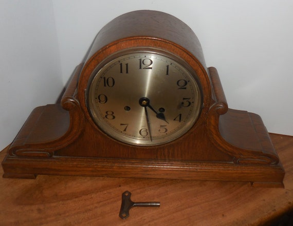 Antique KIENZLE Chiming Large Wood Mantle Clock WORKS with Key