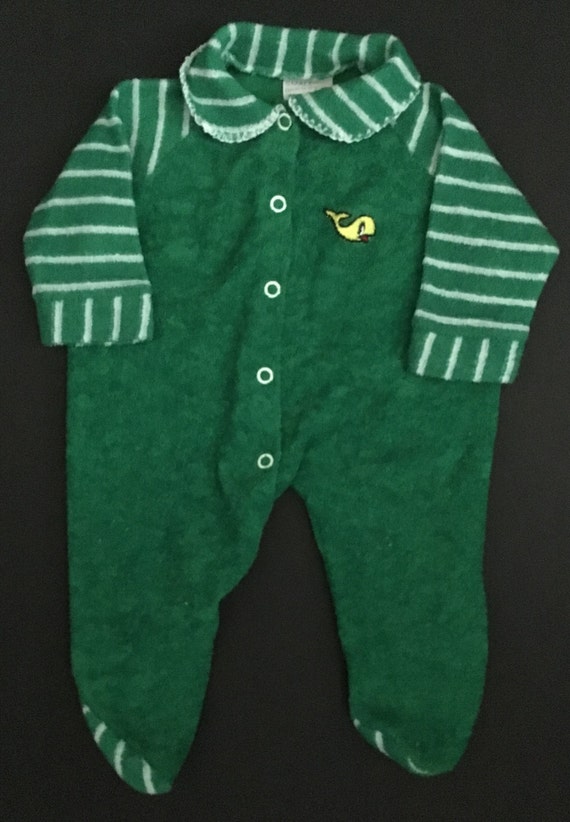 Vtg Baby Boys Footie Sleeper Romper - Birth to 14 Pounds - Footed Pajamas - Lullaby Land