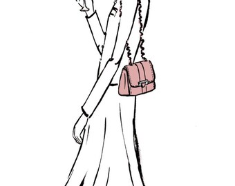 Watercolour fashion illustration Titled At the Races