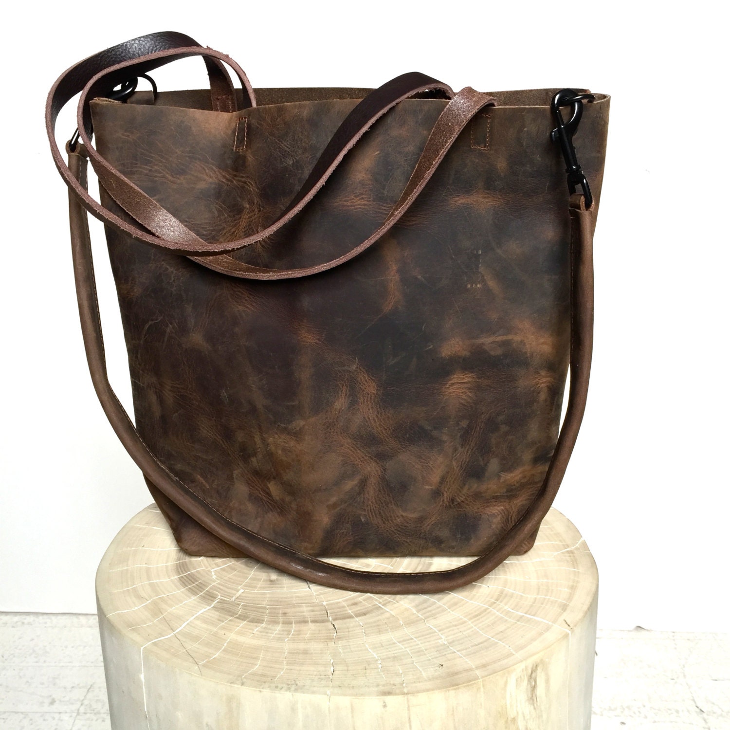 Dark Brown Leather Tote Bag large brown leather bag